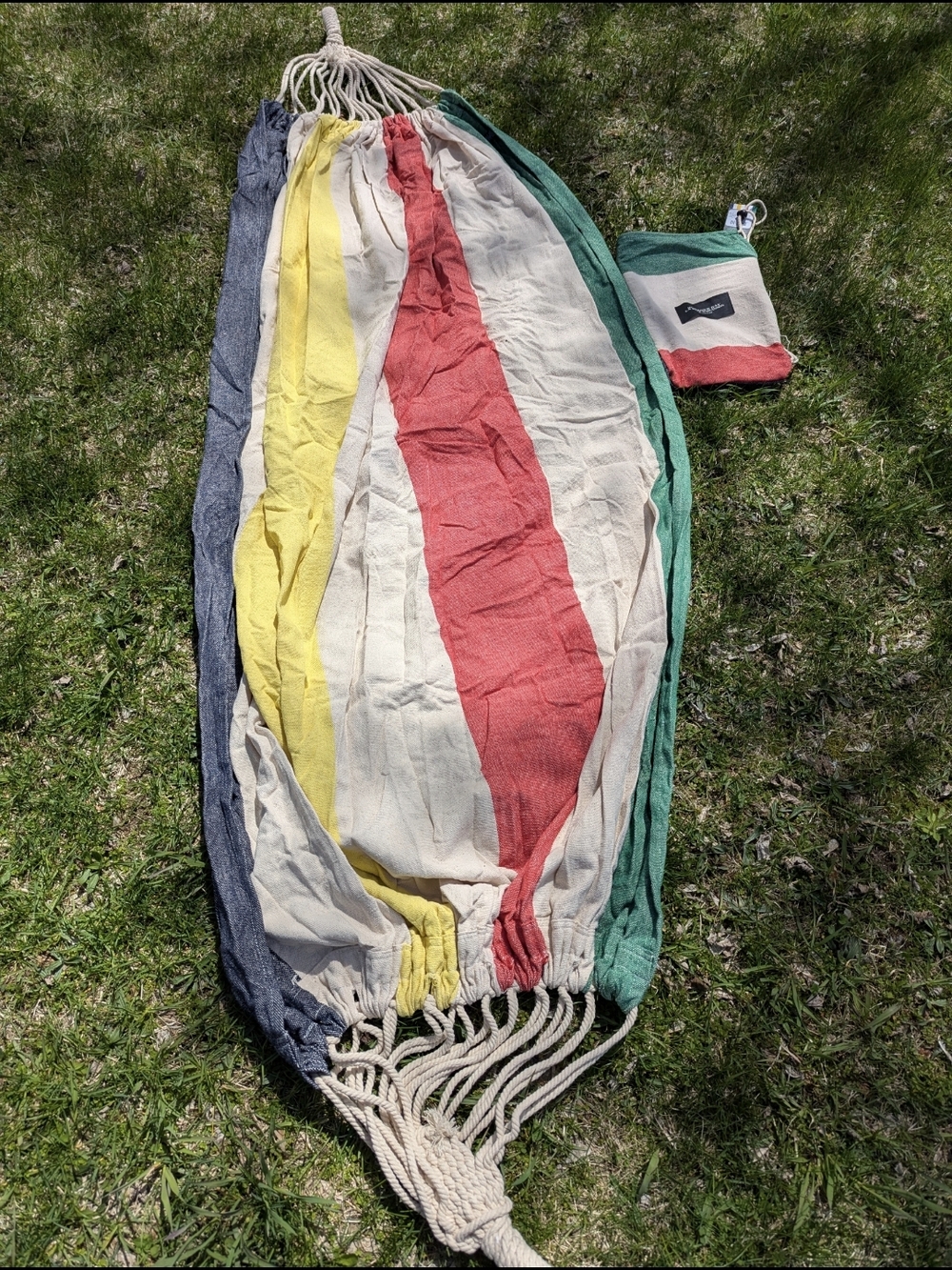 HBC Stripes fabric Hammock with Carry Pouch